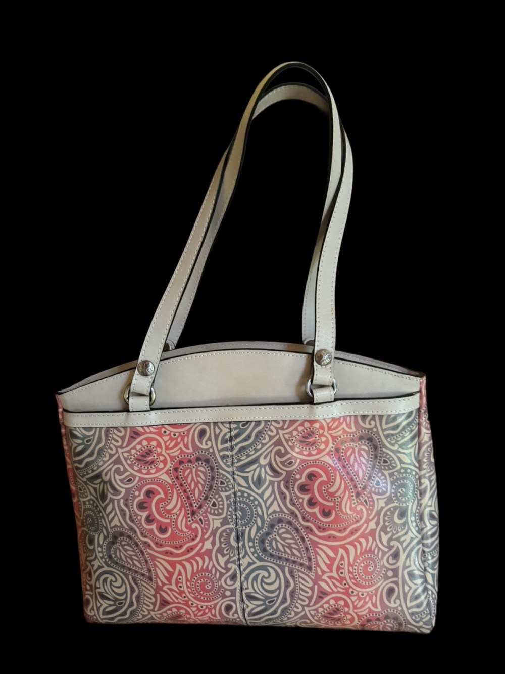 Patricia Nash Leather Pink & Blue Paisley Greek Ombré Tote Bag NWOT - Picture 2 of 4